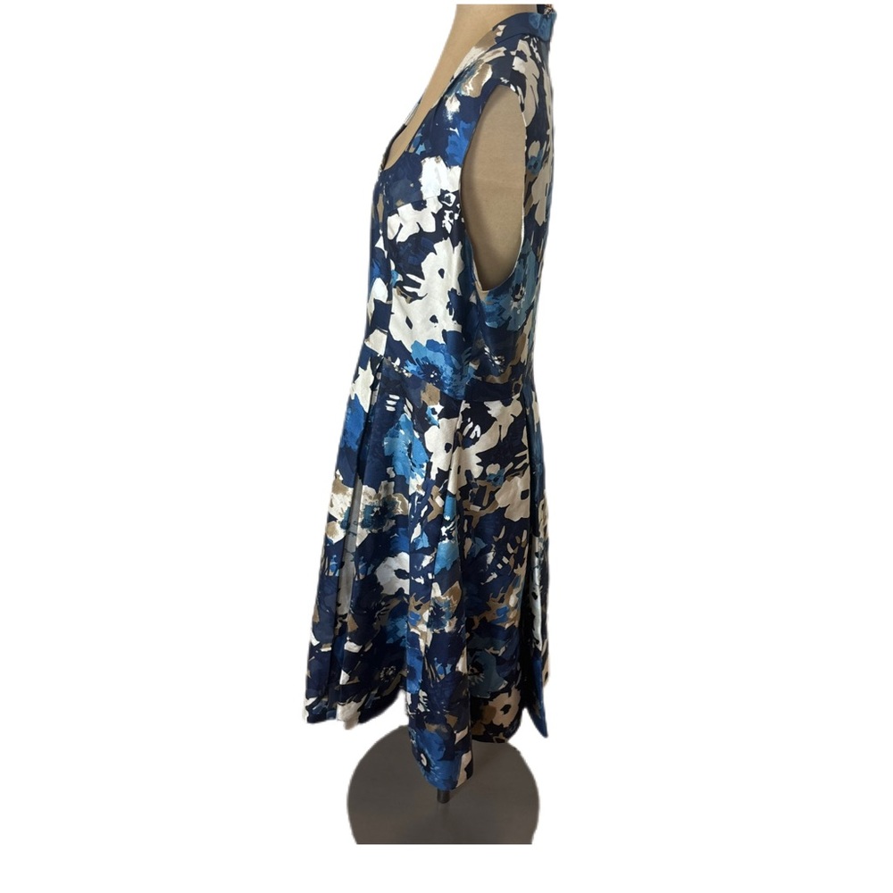 NWT! $478 Kate Spade Autumn Floral Scoop Neck Dress Blue Women’s Size 12 - Picture 2 of 8